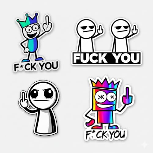 Image of Style Fuck You Funny Two Middle Finger Vinyl Stickers Pack of 4 Car Auto Truck Sticker Window Bumper Waterproof Laptop Decal Size 3.5''