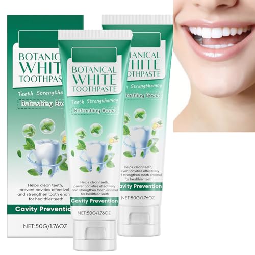 Pasta de dientes,pasta de dientes sin fluor Crema Dental Fresca Protección de Dientes Natural fortalecimiento del esmalte y cuidado oral de aliento fresco, blanqueamiento (2pcs)