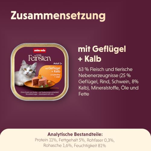 vom Feinsten Katzenfutter nass mit Geflügel + Kalb (32 x 100 g), Katzenfutter nass ohne Getreide und Zucker von animonda, mitfrischen… – Ansicht 5