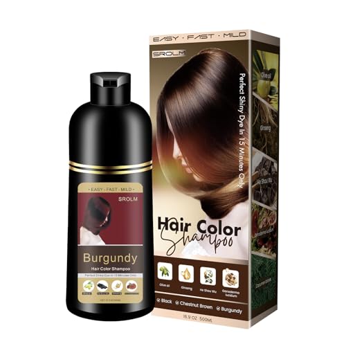 SROLM All-in-1 Hair Dye Shampoo for Women & Men - Natural Black Hair Color to Cover Gray Hair,