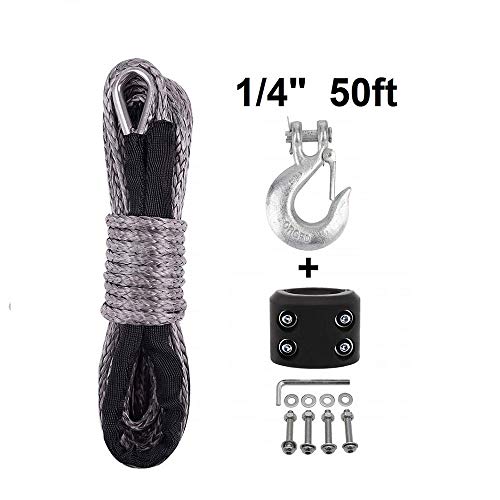 Gray Synthetic Winch Rope 1/4