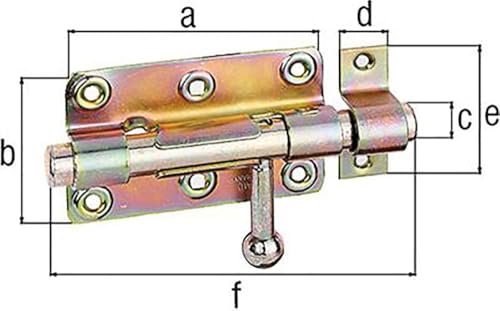 Gah Alberts Box or Fixed Round Button and Latch Door Bolt Lock, 129026, Hot-dip (Yellow) Galvanised Surface, 99 x 60 mm - Image 4