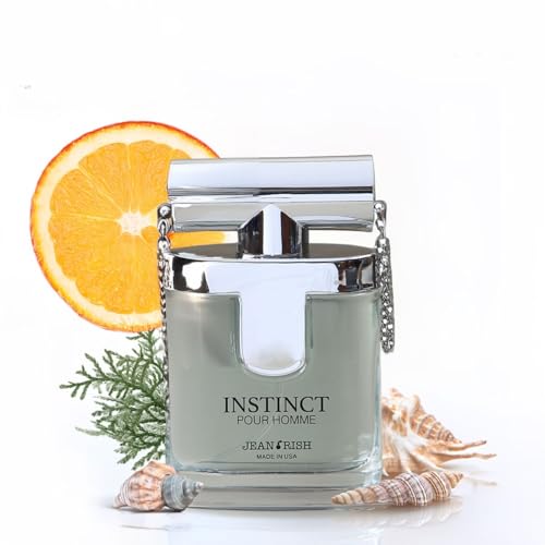 Jean Rish Instinct Pour Homme Eau De Toilette - Perfume for Men (3.4 Fl Oz / 100ml) with Ambergis, Mandarine Orange & Sea Notes - Long Lasting and Luxury Fragrance