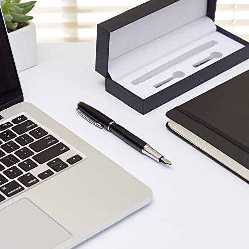 Image of Amazon Basics Refillable Fountain Pen with Smooth Writing, Fine Point Nib, Black Ink