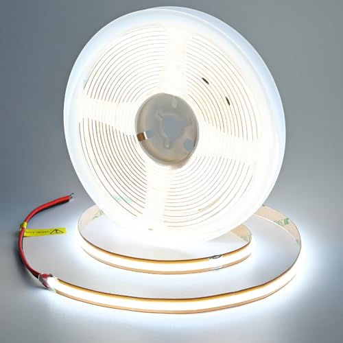 Image of GOMING 24V COB LED Strip Light Cool White 6000K Cut at Will 2640LEDs 16.4ft(5M) CRI 93+ 4600lm 13W /M Uniform Glow IP20 Not Waterproof LED Tape Lights for DIY Cabinets Home Decor(No Power Supply)