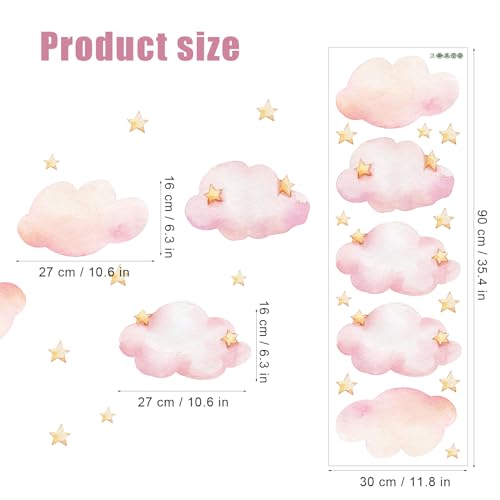 Vinilo Decorativo Infantil de Nubes y Estrellas Rosa miniatura 2