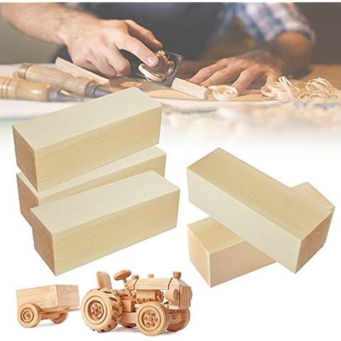 DURANTEY 5 Stück Schnitzholz Linde 15 x 5 x 5cm Holzblöcke Natürliches Lindenholz zum Schnitzen & Basteln Schnitzblock Hartholz Groß Holzschnitzrohlinge Cover