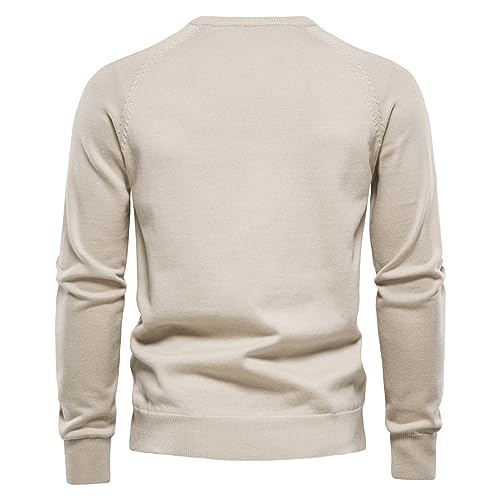 Mens Cable Knitted Crewneck Sweaters Plain Long Sleeve Pullover Slim Fit Casual Fashion Sweater Warm Tops3