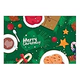 Hoisy 4PCS Manteles Individuales, 30 x 45 CM Verde Manteles Rectangular Individuales Lavables, Rectángulo con Patrón de Navidad