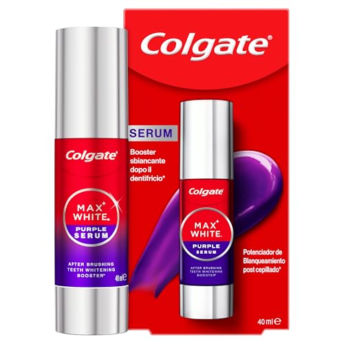 Colgate Max White Sérum Morado 40ml, Blanqueador Dental Instantáneo sin Flúor, Blanquea Instantáneamente, Fórmula de Doble Acción para Corrección del Color y Resultados Blanqueadores Duraderos