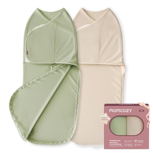 Image of Momcozy Swaddles for Newborns, Quiet Fastener Swaddle Suitable for Infant 0-3 Months, New-Parent-Friendly Sleep Sack, Reduce Startle Reflex, Newborn Boys Girls Registry Essentials, 2-Pack, Meadow