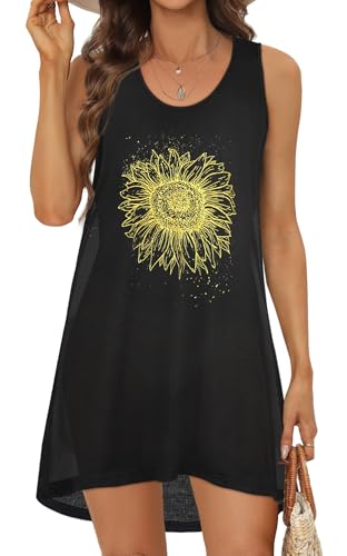Image of elescat Womens Swimsuit Cover Up Summer Sleeveless T Shirt Beach Dress Tank Bikini Coverups 2026