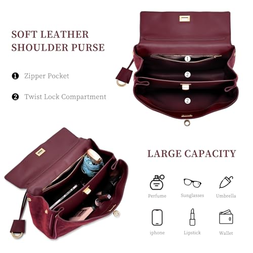 Image of hedexe Genuine Leather Tote Bag for Women: Soft Cowhide Shoulder Handbags for Ladies - Satchel Purse for Travel Work(Large)