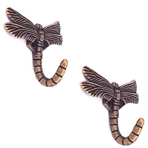 Geenite Kleiderhaken mit Libellenmotiv, dekorativ, zur Wandmontage, für Zuhause, Handtasche, Schlüssel, Handtuch, Bademantel (Bronze), 2 Stück