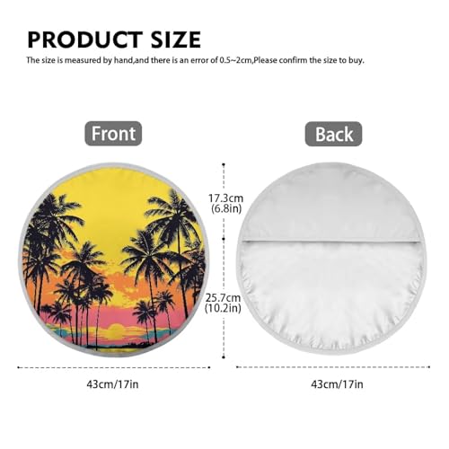 Image of Car Steering Wheel Sun Shade Cover Personalized Palm Trees Sunset Auto Interior Protector Block UV Rays Cool Removable Automotive Accessories Universal for Cars Truck SUV Van