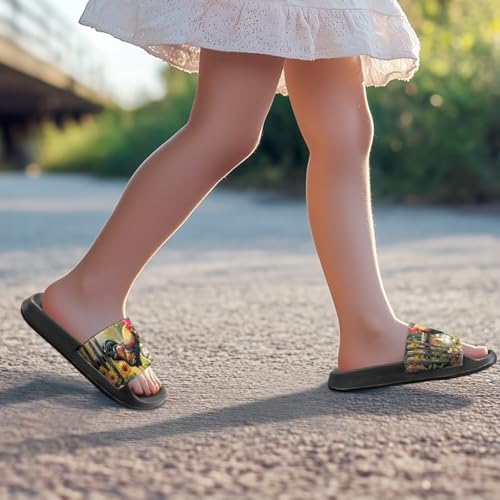 Image of Unisex Slides for Girls Boys Comfortable Slippers Slides Non-slip Shower Shoes House Fashion Thick for Indoor & Outdoor Gifts