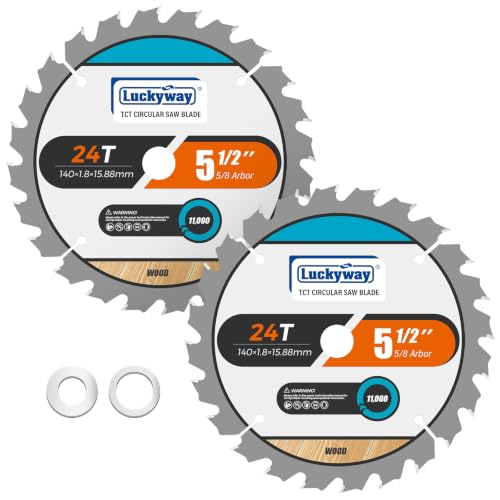 Luckyway 5-1/2 Inch Circular Saw Blade 24T with 5/8 Inch Arbor 2-Pack