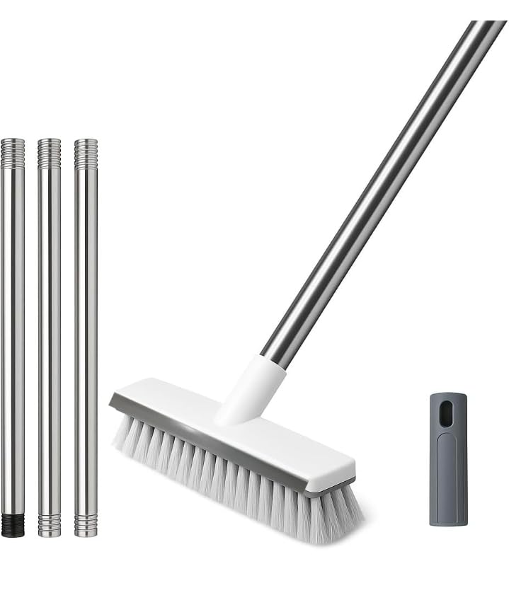 Figment Floor Scrub Brush with Long Handle, 180° Rotate | 3-in-1 Cleaning, Wiper Included, Bathroom & Kitchen, Stainless Steel Handle, Tile Scrubber-picture-26