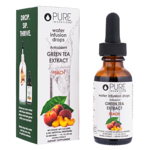 Pure Inventions Water Enhancer Drops - Refreshing and Delicious - Antioxidants Electrolytes - No Sugar Calories or Artificial Sweeteners - Green Tea Peach (30 Servings)