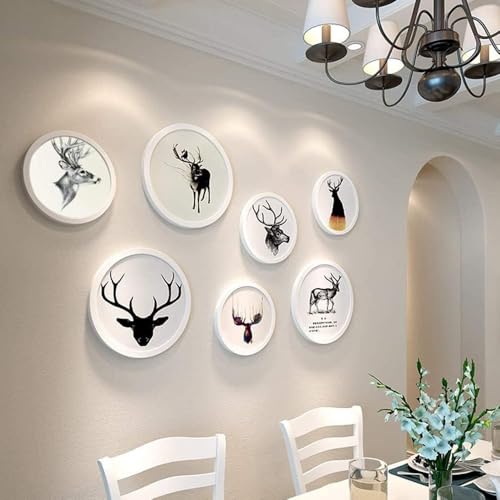 Cadre photo rond bois blanc 12 pouces de décoration murale modulable