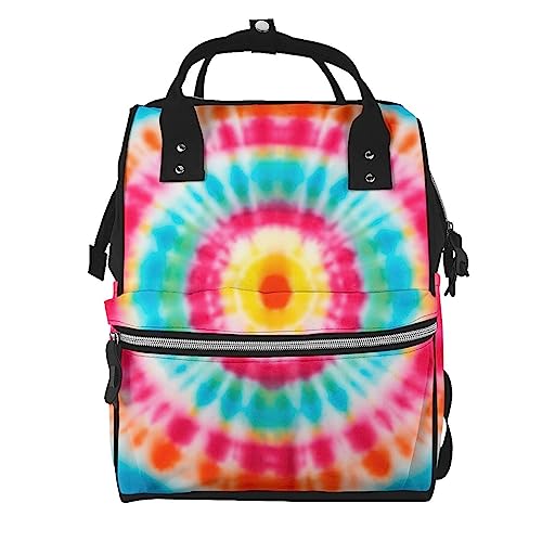 Sac à dos en tissu flou tie-dye multicolore mixte taille unique