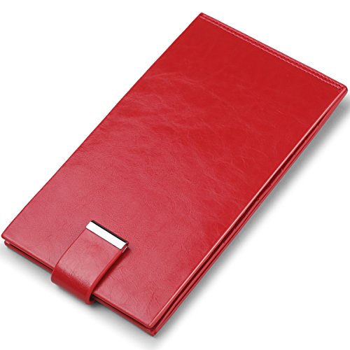 Long Genuine Leather Wallet for Women RFID Blocking Credit Card Holder with Zipper Purse (Red)4