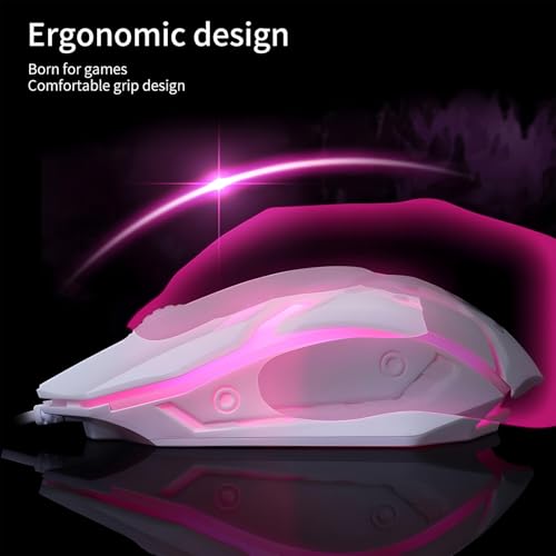 Image of Natation Wired Gaming Mouse 1 Pc - 3-Button X1, 1200 DPI Adjustable, Rainbow LED Lights, Durable Surface-Friendly Design, High-Precision Sensor, USB Plug & Play for PC, Laptop, Office & Gaming (White)