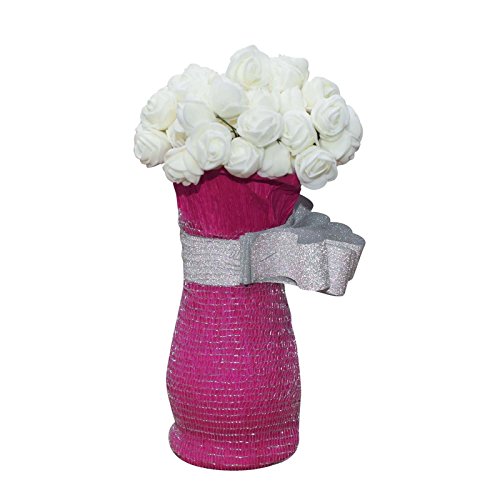 Image of Asian Hobby Crafts Flower Mesh Net Fabric for Bouquets, Trousseau Packing, Gift Wrapping, Party Decor, Sweet Box & Gift Decoration - 7 Meters (Red)