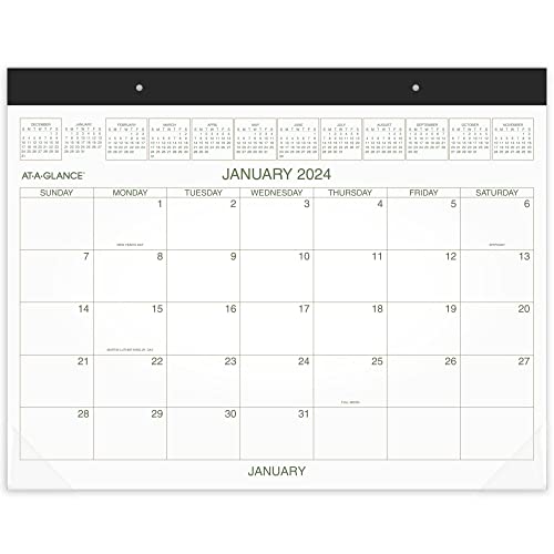 AT-A-GLANCE 2-Color Monthly Desk Pad Calendar, 21-3/4" x 17", January To December 2024, GG250000