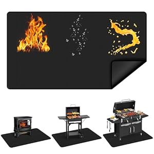 Richhakka Große Grillmatte für Gasgrill 180x100CM, Doppelseitige Feuerfeste Unterlage, Teppich Klein Schützt Terrasse vor Fettspritzern, Outdoor BBQ Bodenmatte