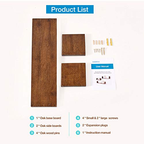 Homwoo Floating Bookshelf Hanging Fas Grade Natural Solid Wood Shelves U-Shaped Floating Wall Shelf, For Living Room, Bedroom, Office Storage Shelf (Walnut) #TOP5