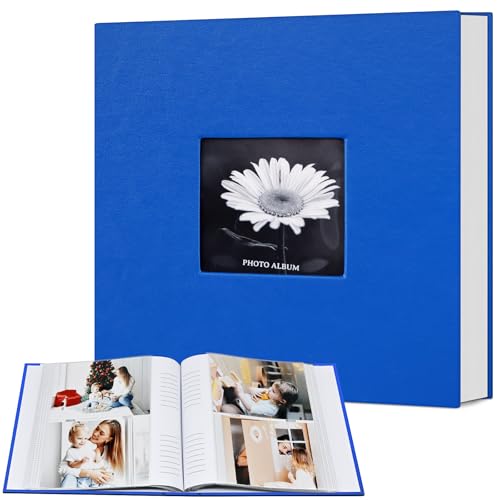 Popotop Photo Album 4x6 200 Photos with Writing Space, Leather Cover Album with Display Picture Window, Photo Book for Wedding Family Baby Gift