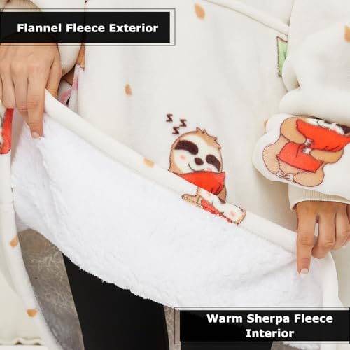 THREE POODLE Wearable Blanket Hoodie for Women, Oversized Sherpa Sweatshirt Blanket for Adults Men, Cozy Sloth Hooded Blankets, Gifts for Teen Girls Women Mom Sister