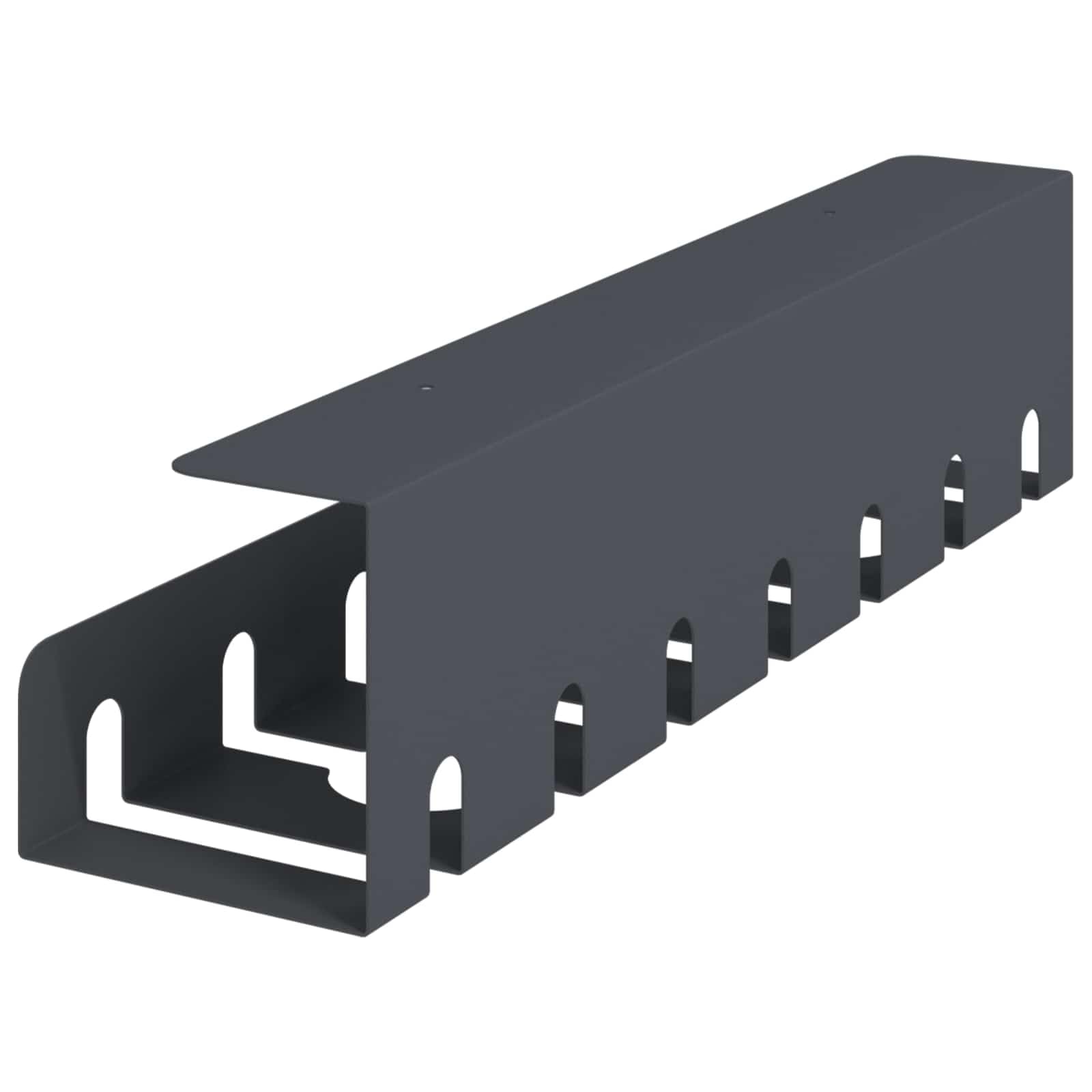Gestión de cables debajo del escritorio, juego de 2 canaletas de cables de acero con recubrimiento en polvo, soporte para cables para organizar el trabajo, antracita 43 x 10 x 10 cm