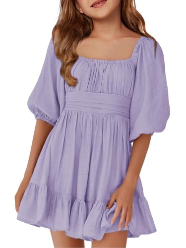 Robe d'été col carré à manches courtes au design raffiné