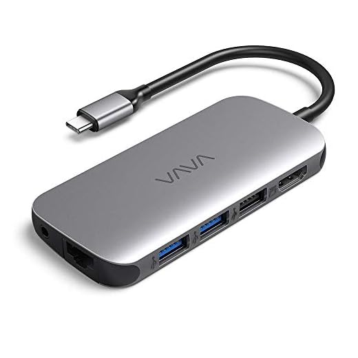 VAVA USB C Hub 9-in-1 Adapter with PD Power Delivery, 4K USB C to HDMI, 3 USB 3.0 Ports, 1Gbps Ethernet Port, SD/TF Cards Reader for MacBook/Pro/Air（2018） and Type C Windows Laptops