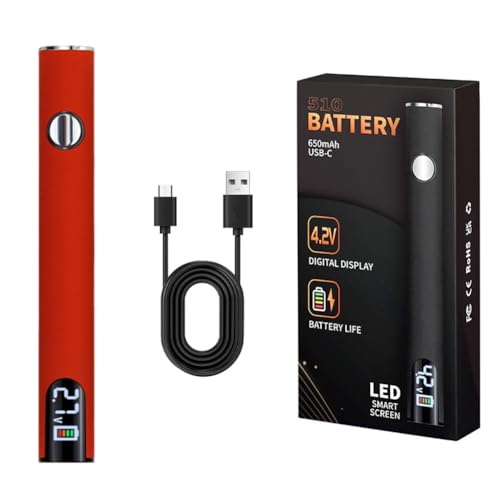 510 Thread Battery Cart Pen, 650mAh Soldering Iron Kit with LED Digital Display, USB Rechargeable Soldering Pen, Adjustable Temperature for Home & Electronics Appliance Repair (Red)