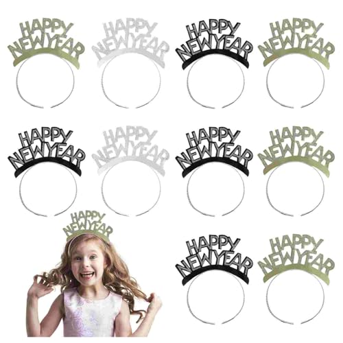 12pcs New Year's Headbands and Hats - NYE Crown, Happy New Year Headband, Party Hats, Eve Party Headbands, Tiara, Accessories for Kids Adults