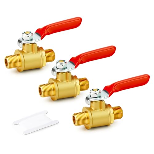 Image of GASHER 3PCS 1 /8 Inch Brass Mini Ball Valve, Shut Off Valve, 1 /8 Inch MNPT Thread Pipe Fitting
