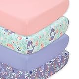 The Peanutshell 4-Pack Fitted Crib Sheet Set - Super Soft & Breathable Baby Girl Crib Sheets, Nursery Decor, Fit for Standard Mattress Cover- Ocean Girl