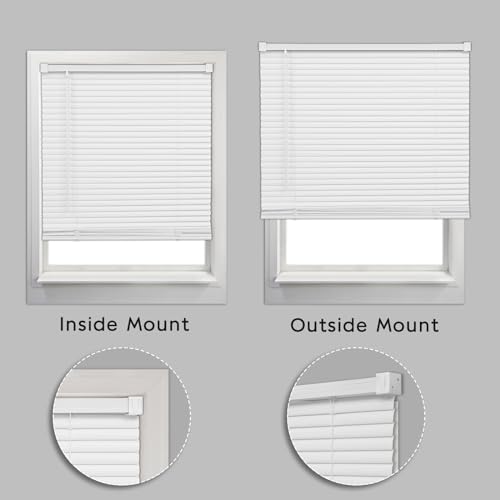 Changshad Cordless Vinyl Mini Blinds for Indoor Windows, Venetian Horizontal Vinyl Window Blinds 1\" Vinyl Slat with Tilt Wand, Easy to Install,Shade Size 20\" Wide x 64\" High,White,JZBLD20WT64A