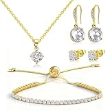 Harmondy Jewellery Sets for Women, 6PCS Gold Necklace Bracelets and Earring Set for Daily Wear, Parties, Weddings & Special Occasions | Perfect Present and Premium Box Set