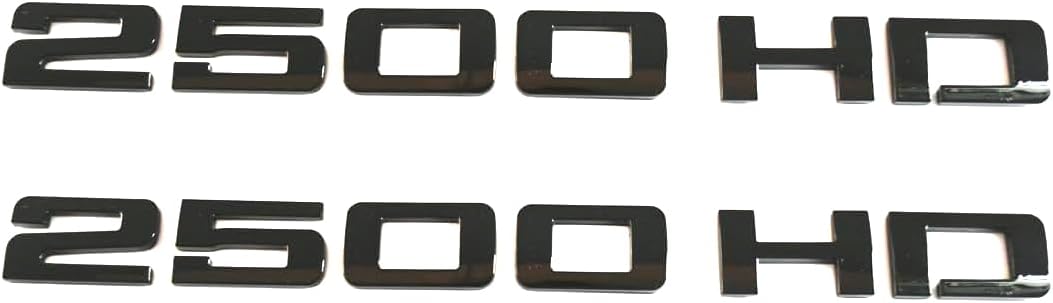2pcs 2500HD 2500 HD Nameplates Emblems Badges Replacement for Gm Silverado Sierra (Glossy Black)