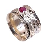  Meditationsringe, Spinnerringe, Silberringe für Frauen, Beautiful Designer Spinning Ring for Women, 925 Sterling Silver Spinner Band Rings, Textured Ring, Anxiety Ring for Meditaion, Ruby Ring