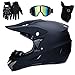 UIGJIOG Casco Enduro MTB Hombre Negro, Casco Descenso/Gafas/Máscara/Guantes, Casco Motocross Adulto Casco Moto Cross MX Bicicleta Quad Off Road ATV Scooter (L(56~57cm))