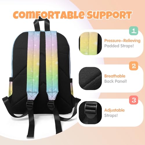 Personalized Backpack for School, Girls Kids Teen Name Bookbag Elementary School Backpack Set with Lunch Box and Pencil Case, Travel Backpack Waterproof Lightweight 16.8”,Letter-themed4