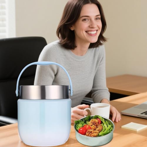 Generisch Recipiente térmico para alimentos, 1200 ml, recipiente de transporte de alimentos para viajes, recipiente aislante a prueba de fugas, para bebidas, barbacoas, camping, viajes, deportes - imagen 2