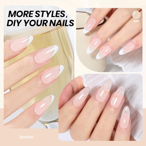 Image of Beetles Nude Gel Polish, 15ml Jelly Neutral Nude Gel Nail Polish Set Translucent Effect Concealer Soak Off UV Spring Summer French Art Design Gift for Women