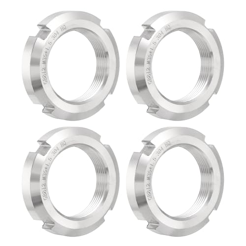 QUARKZMAN M35 x 1.5mm - 4pz Fissaggio Dadi Tondi Scanalati Quattro Scanalature - Dado Bloccaggio Tondo Acciaio Inossidabile 304 per Vari Cuscinetti Volventi, Settore Industriale, Argento