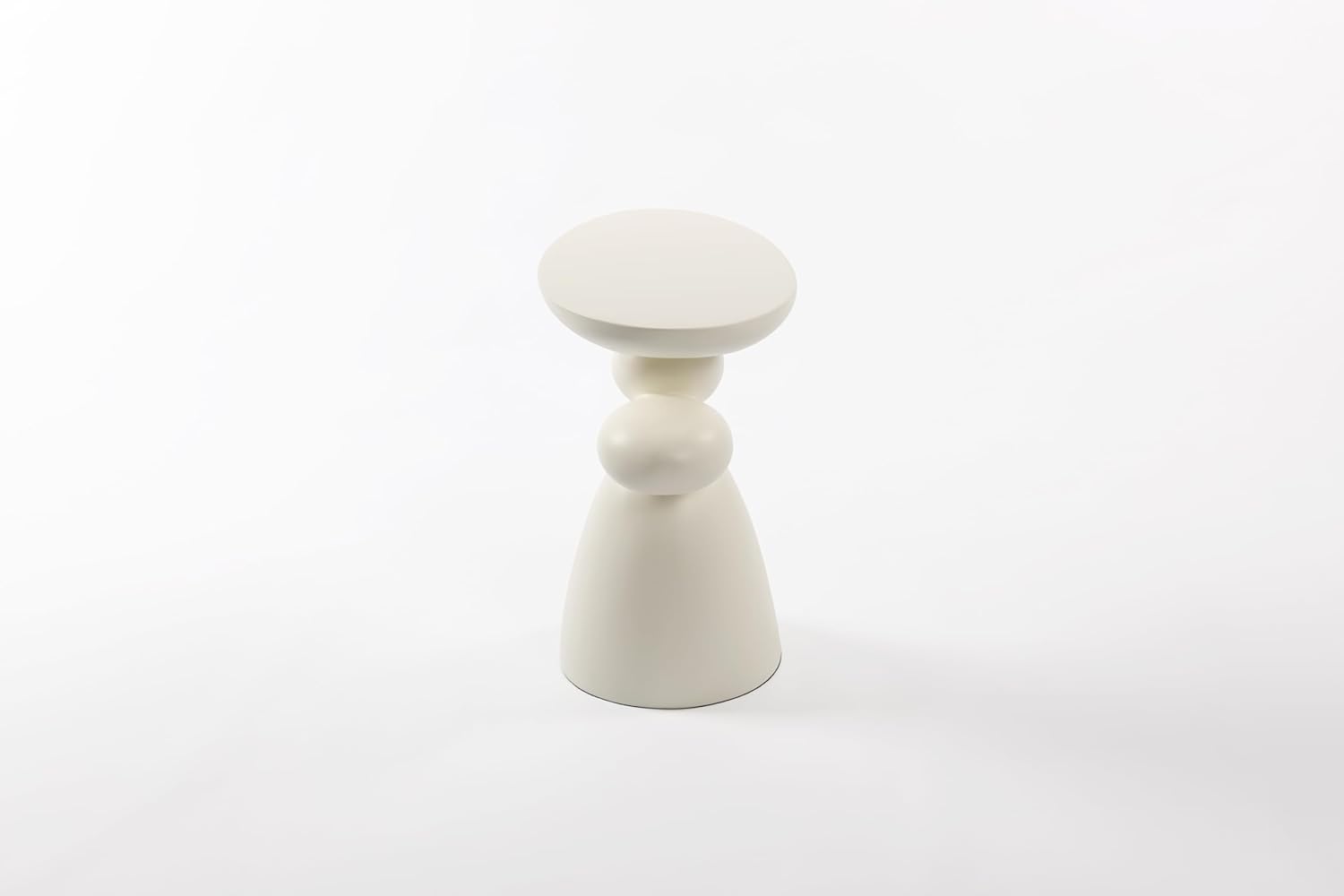 Lucky Stone End Table, Fiberglass Side Table, Modern Minimalist Oval Corner Table, Accent Coffee Table with Decor, for Living Room Bedroom Guestroom, 19.7'' H (White)